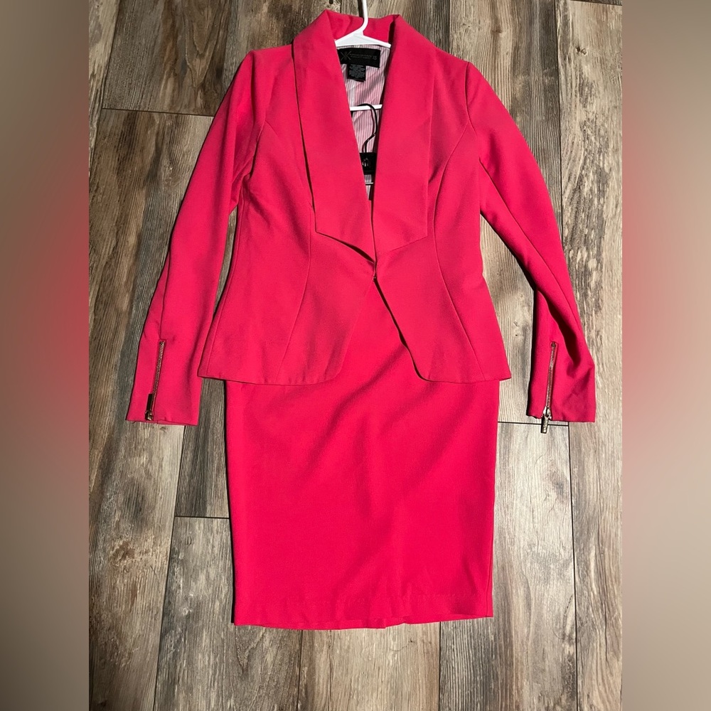 Kardashian Kollection Hot Pink Pencil Skirt & Blazer Suit